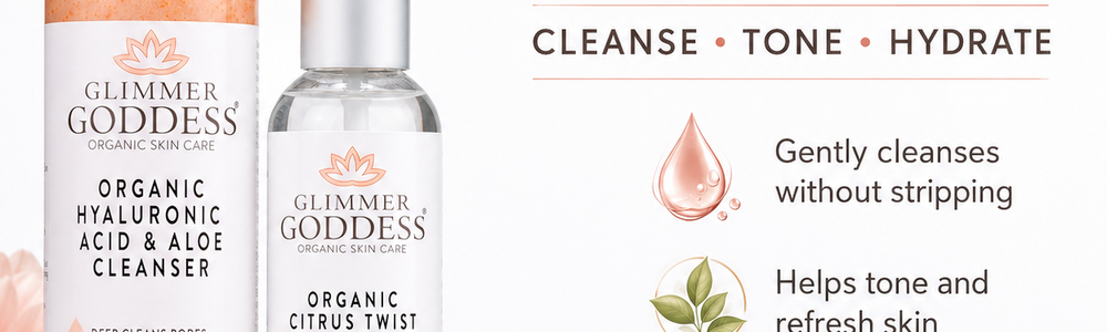 Glimmer Goddess three-step skincare set featured in a guide to creating a premium luxury skincare gift.