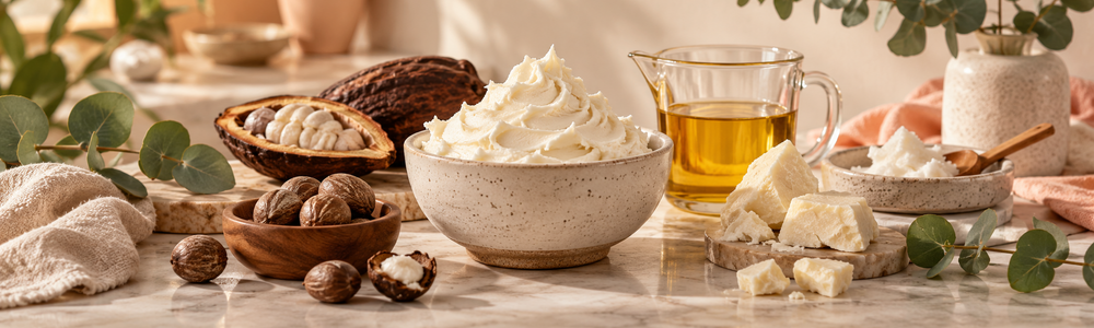 Whipped body butter with shea nuts, cocoa and botanical oils