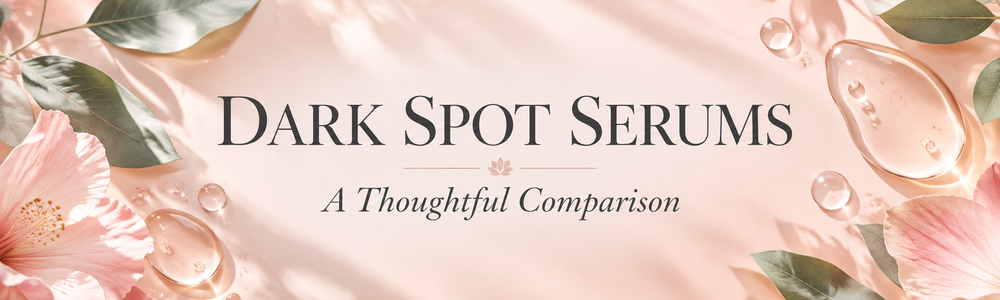 Dark Spot Serums: A Thoughtful Comparison — Glimmer Goddess botanical editorial banner