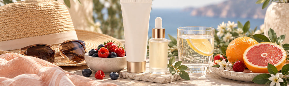 Safe summer glow essentials with sunscreen and shade