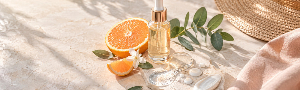 Gentle brightening skin care ingredients with citrus and serum