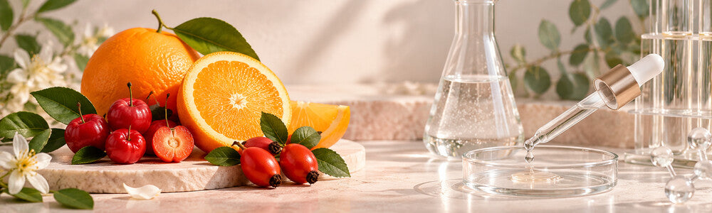 Fruit-derived and laboratory-made vitamin C skin care comparison