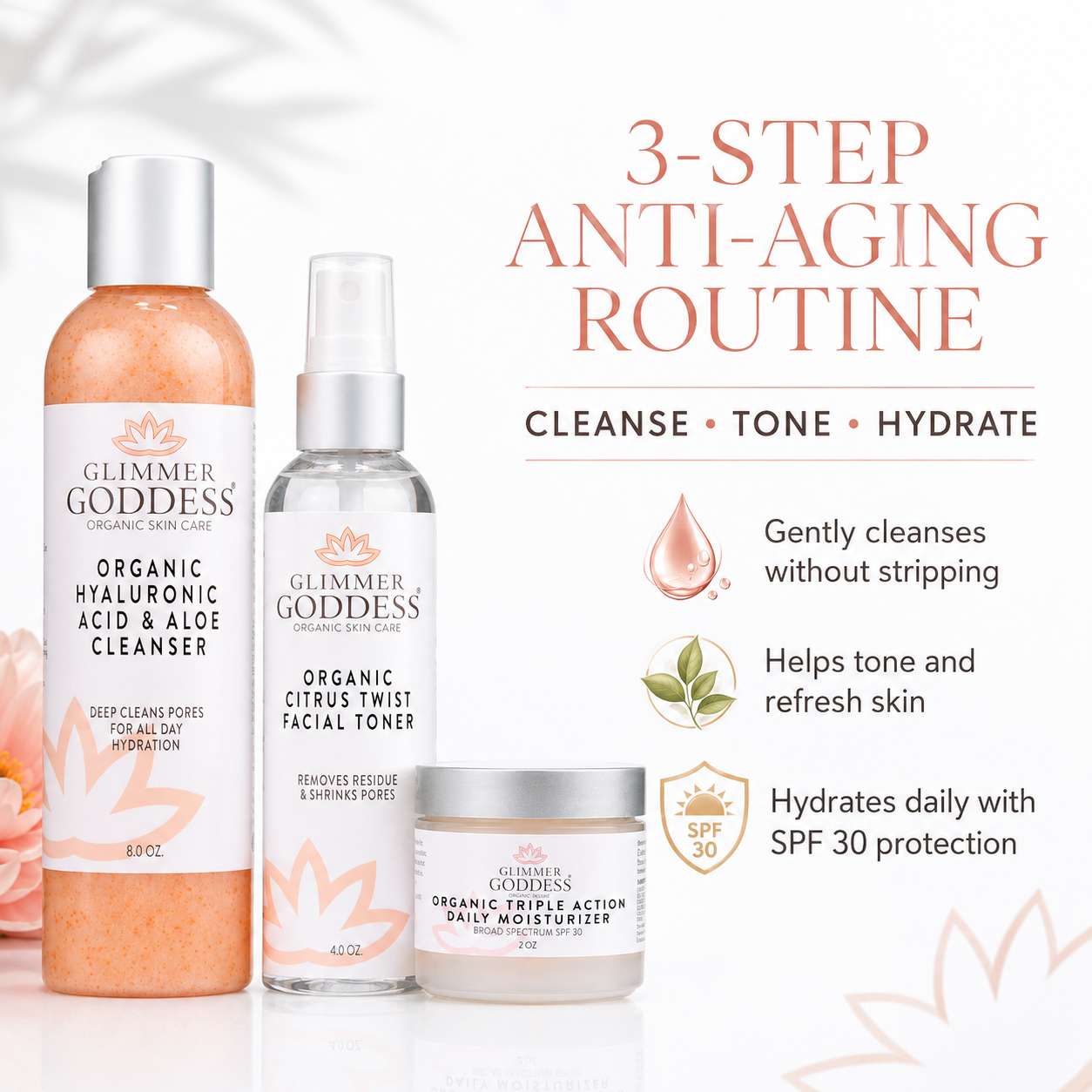 Organic 3-Step Anti-Aging Skin Care Routine