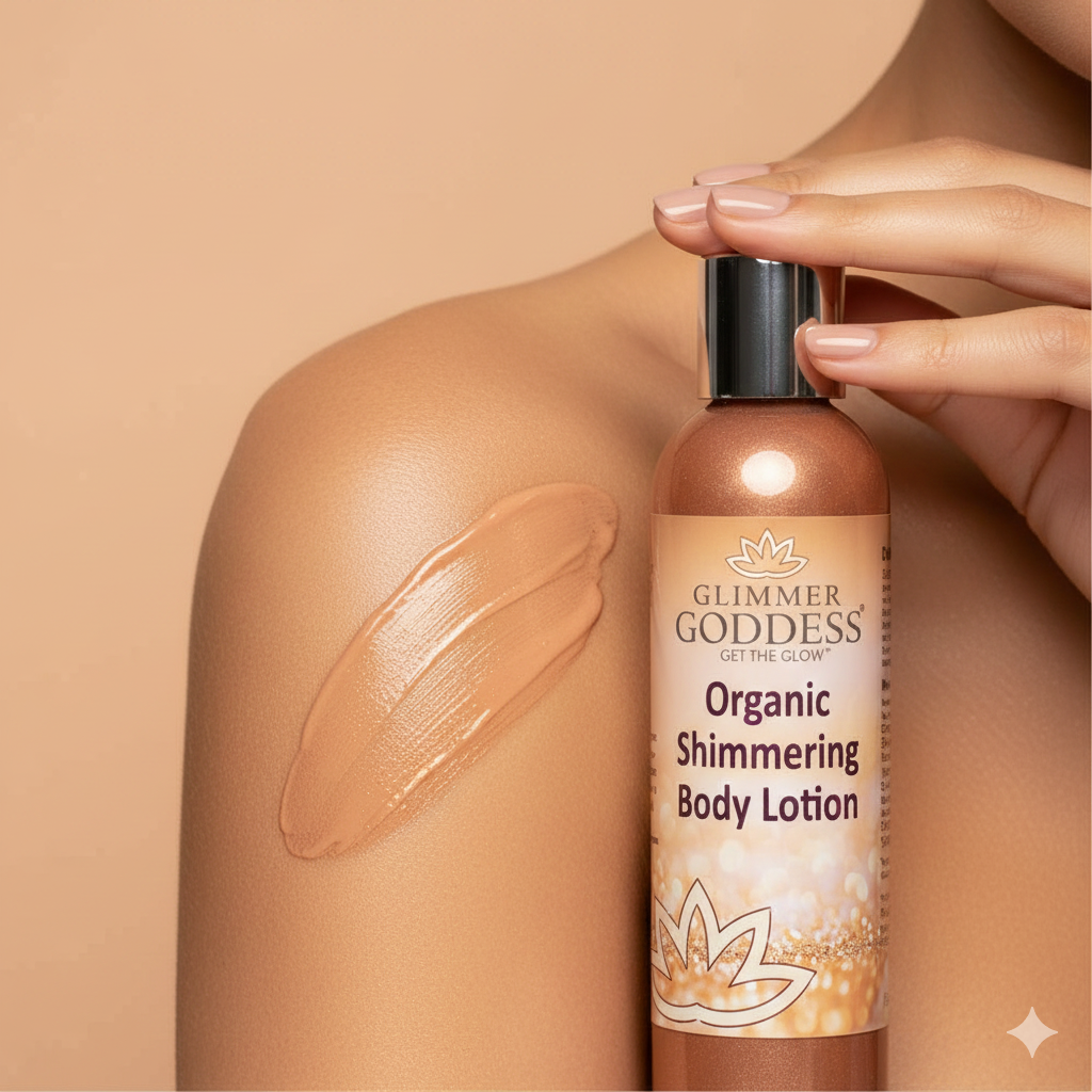 Organic Bronze Shimmer Body Lotion - Glimmer Goddess® Organic Skin Care