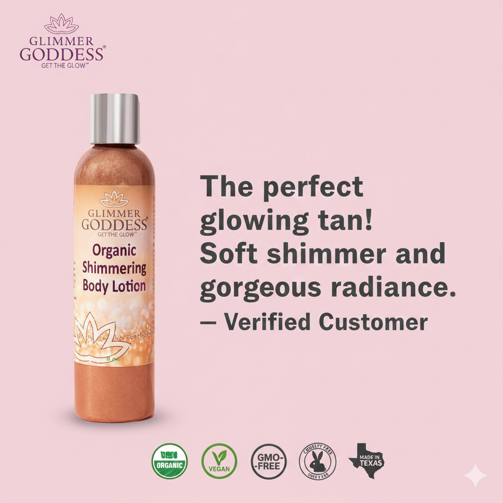 Organic Bronze Shimmer Body Lotion - Glimmer Goddess® Organic Skin Care