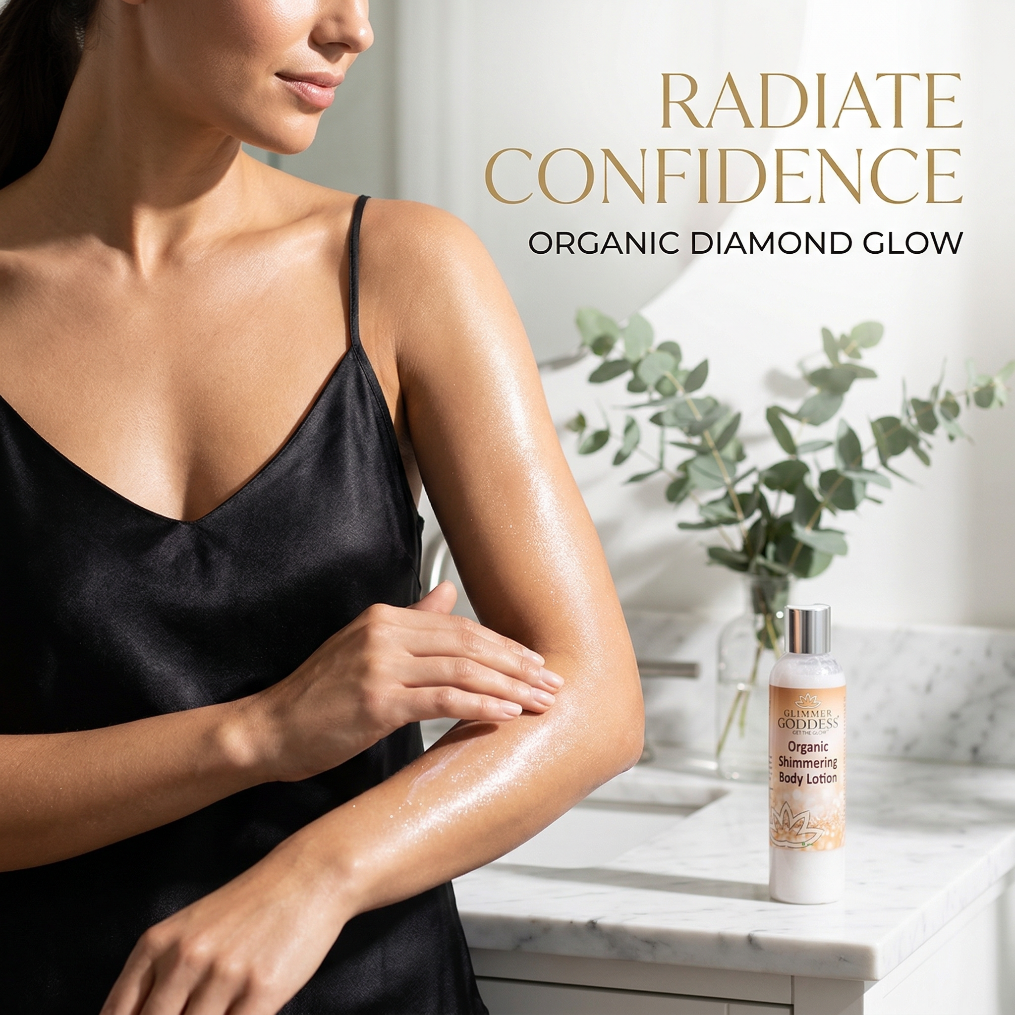 Organic Diamond Shimmer Body Lotion – Buildable Luminous Glow - Glimmer Goddess® Organic Skin Care