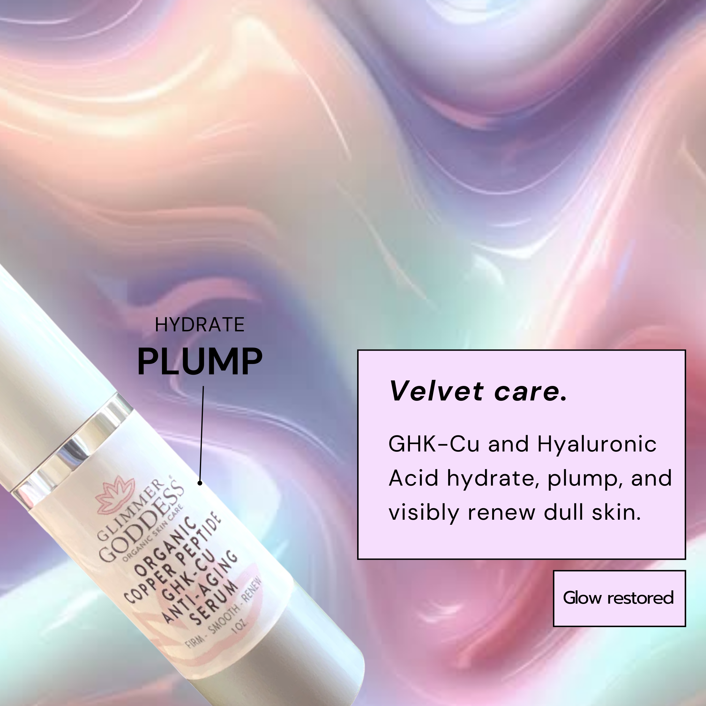 Copper Peptide Serum for wrinkles, firmness and skin repair with peptide complex - Glimmer Goddess® Organic Skin Care