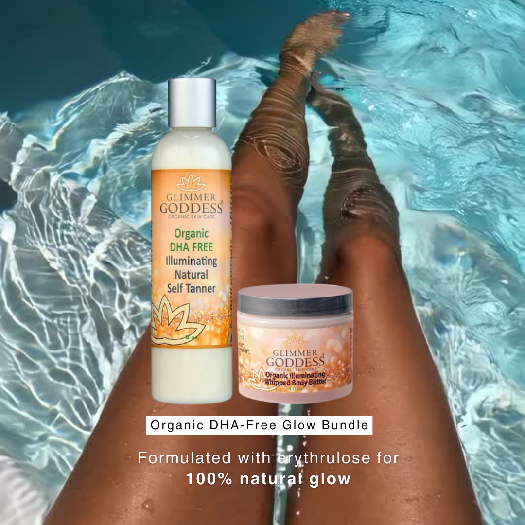 Best Organic DHA-Free Self Tanner + Bronzing Shimmer Bundle - Glimmer Goddess® Organic Skin Care