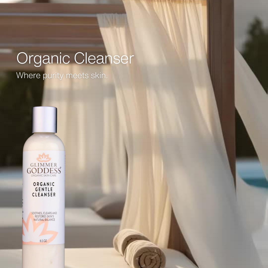 Organic Sensitive Skin Cleanser - gentle AHA face wash for redness, irritation and anti-aging - Glimmer Goddess® Organic Skin Care