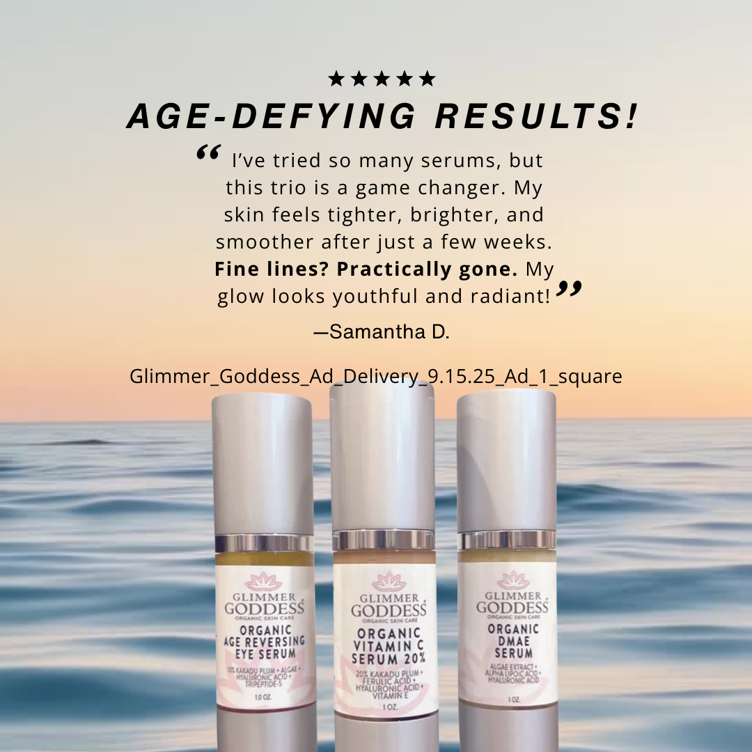 Organic Anti-Aging Trio – Vitamin C Serum, DMAE Firming Serum & Age Reversing Eye Serum Bundle