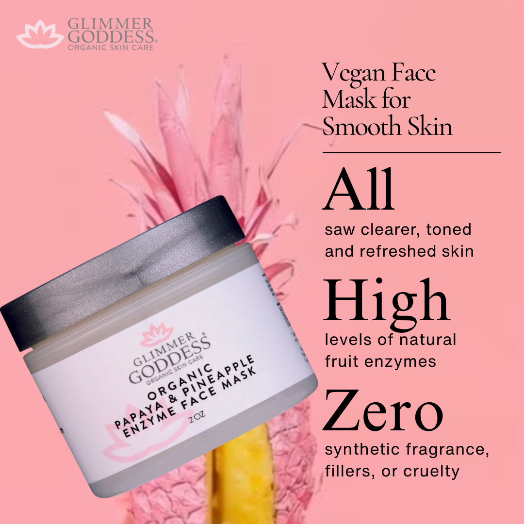 Organic Papaya Pineapple Enzyme Face Mask for gentle exfoliation and cell turnover - Glimmer Goddess® Organic Skin Care