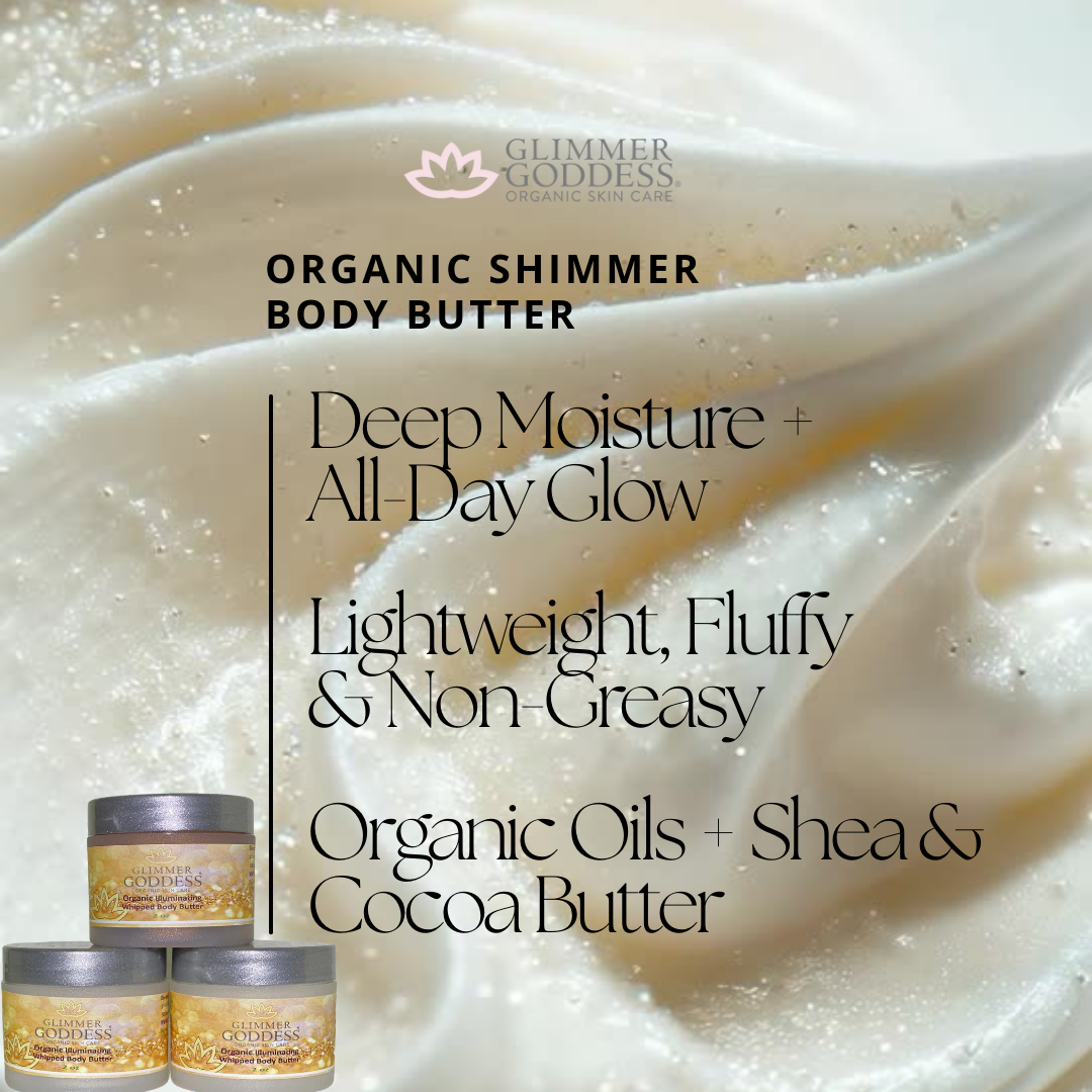 Organic Shimmering Body Butter Trio – 3 x 2 oz Travel Set in Bronze, Gold, Diamond & Rose Gold