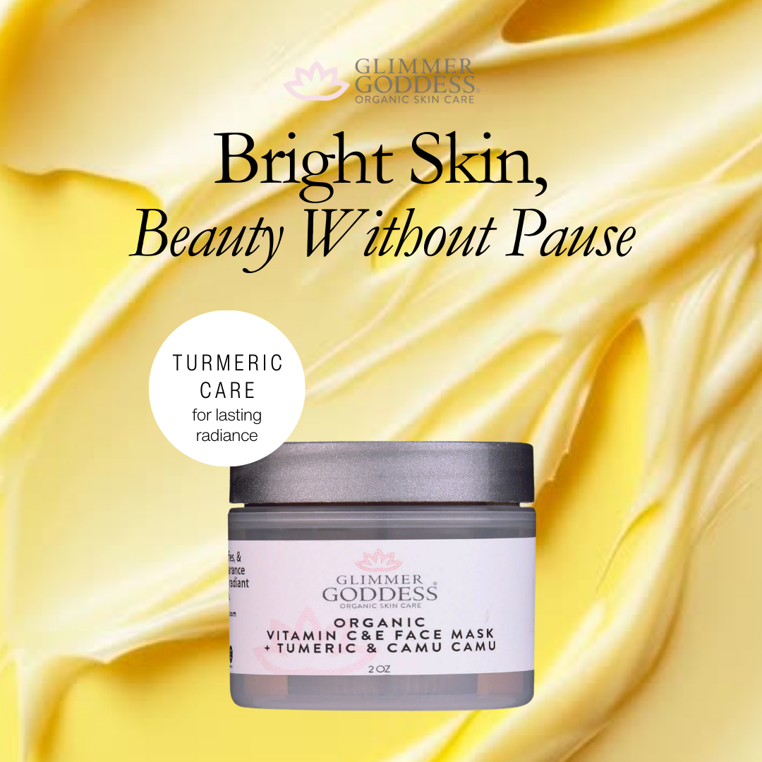 Organic Brightening Face Mask with vitamin C, vitamin E and camu camu for radiant skin - Glimmer Goddess® Organic Skin Care