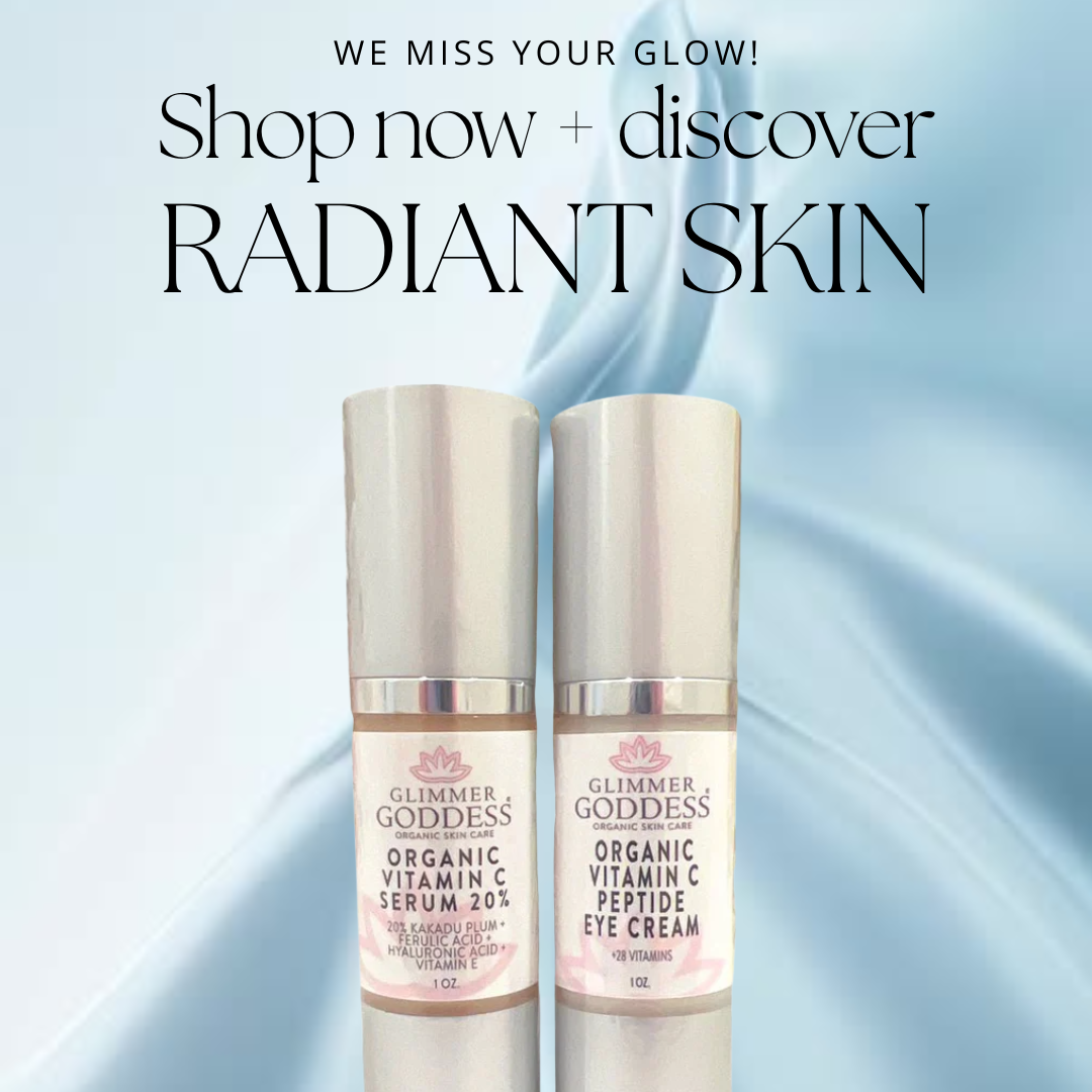 Organic Vitamin C Glow Duo - 20% Vitamin C Serum plus Peptide Eye Serum for radiant skin - Glimmer Goddess® Organic Skin Care
