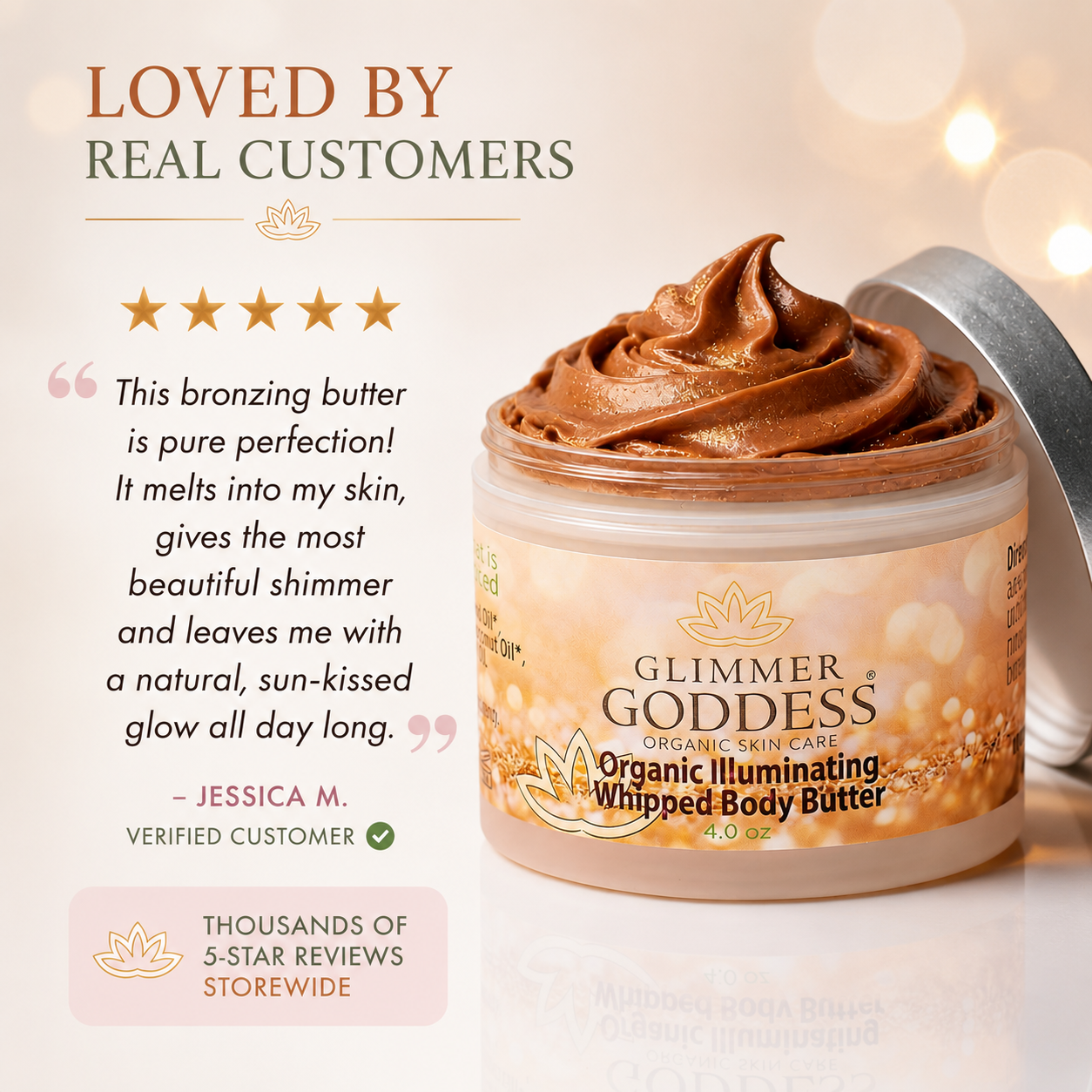 Customers love the bronze shimmering whipped body butter