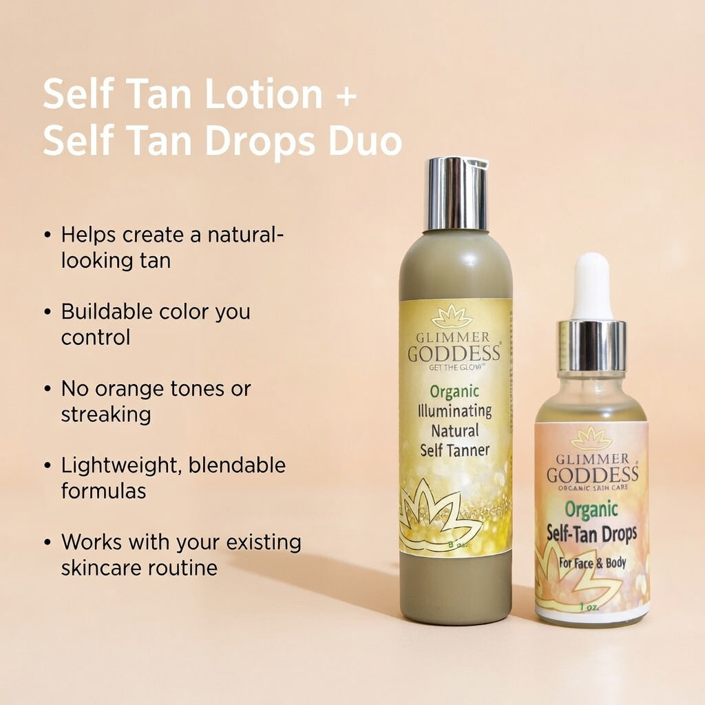 Organic Self Tanner with DHA & Self Tan Drops Bundle – Natural Sunless Tanning Kit