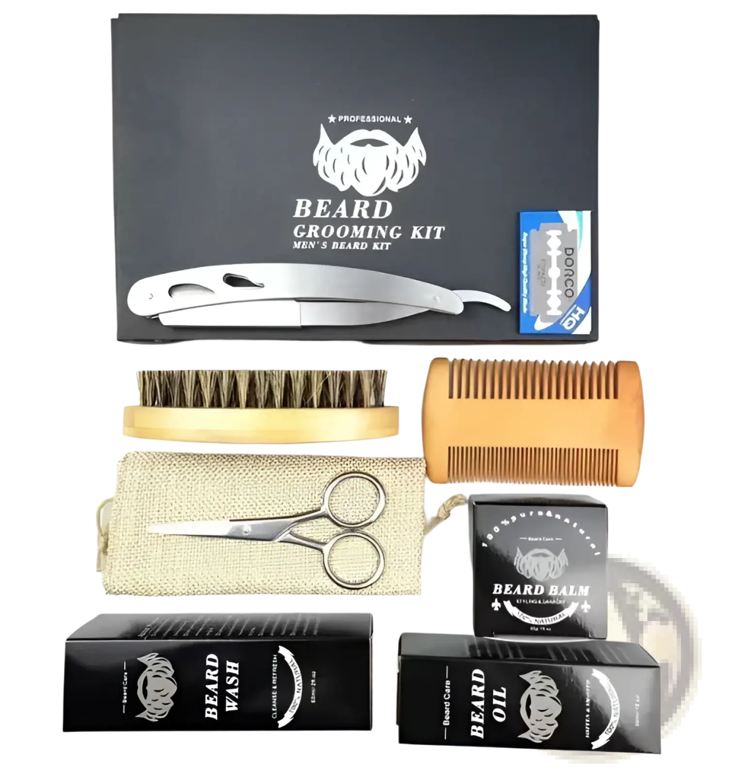 Beard Growth Kit with Derma Roller and Grooming Tools