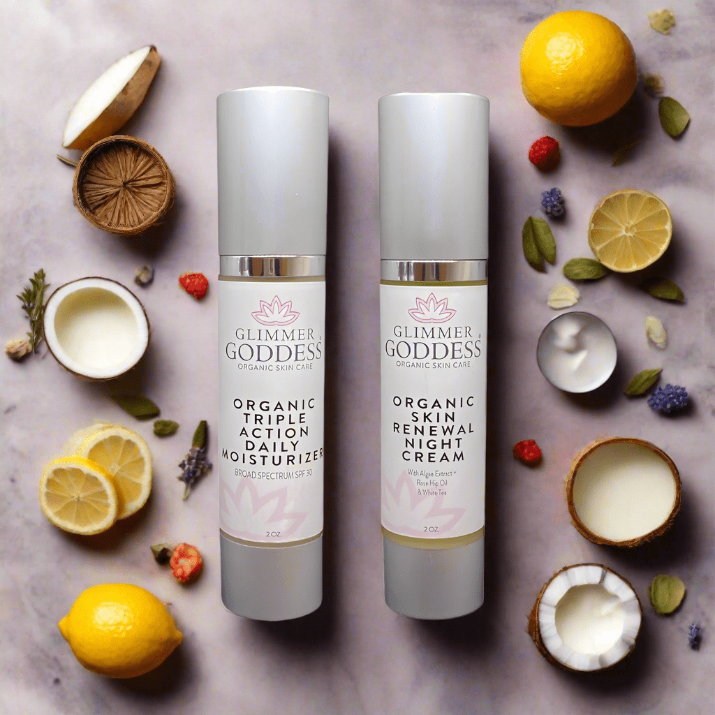 Glimmer Goddess Day & Night Duo – Triple Action SPF 30 Moisturizer + Skin Renewal Night Cream Bundle