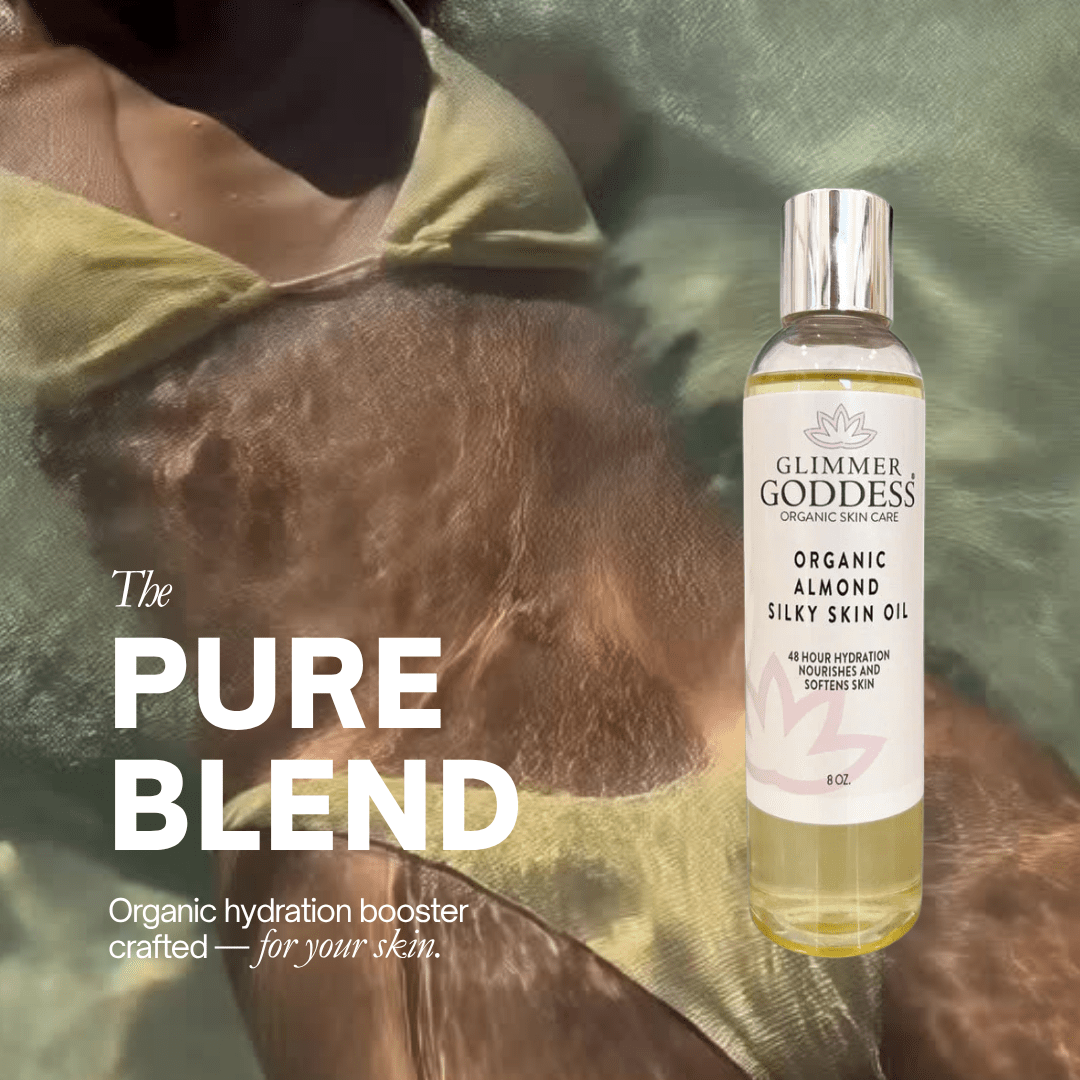 Organic Sweet Almond Silky Skin Oil - 48 Hour Hydration - Glimmer Goddess® Organic Skin Care