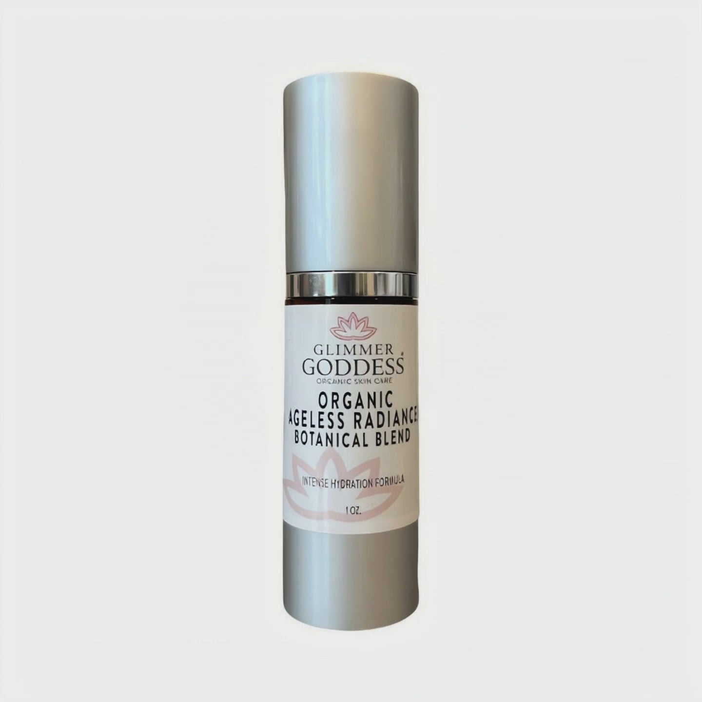 Front of Organic Skin Brightening Serum from Glimmer Goddess bottle