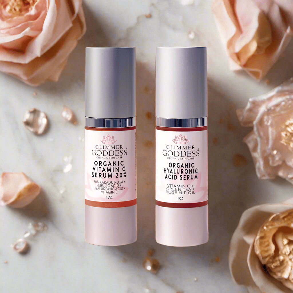 Radiance + Hydration Duo: Vitamin C 20% & Hyaluronic Acid Serum Bundle (20% Off) - Glimmer Goddess® Organic Skin Care