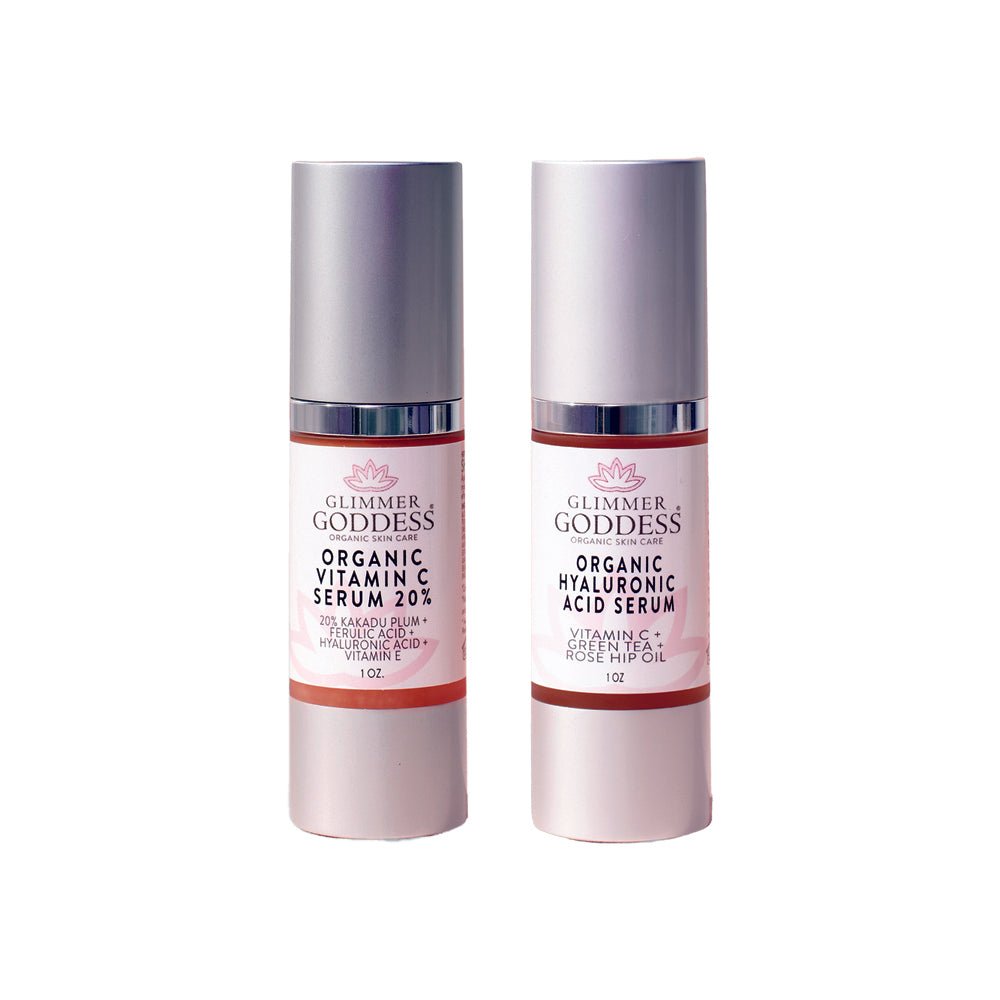 Radiance + Hydration Duo: Vitamin C 20% & Hyaluronic Acid Serum Bundle (20% Off) - Glimmer Goddess® Organic Skin Care