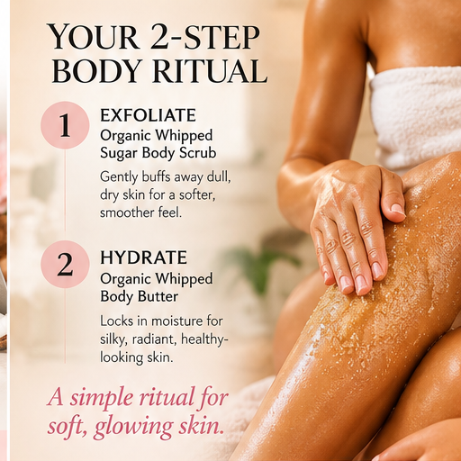 Glimmer Goddess two-step body ritual exfoliate then hydrate