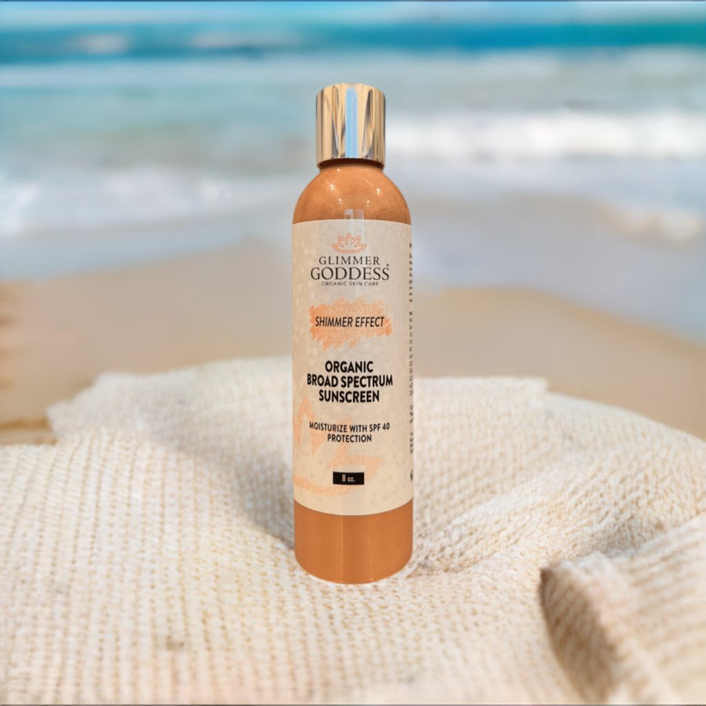 Goddess Glow Shimmer Suntan Lotion - Broad Spectrum SPF 40+ - Glimmer Goddess® Organic Skin Care