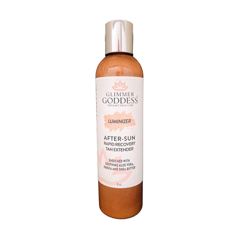 Organic After Sun Lotion & Tan Extender + Luminizing Shimmer - Glimmer Goddess® Organic Skin Care