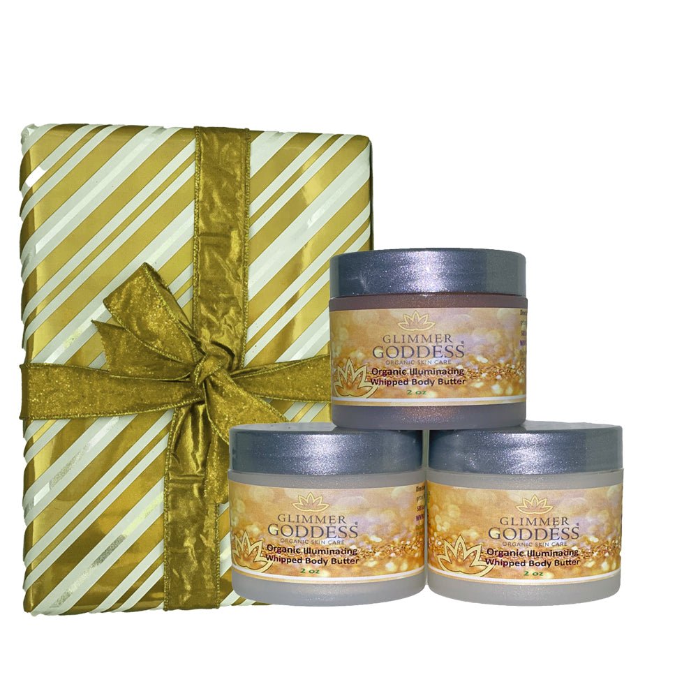 Organic Shimmering Whipped Body Butter Trio - Glimmer Goddess® Organic Skin Care