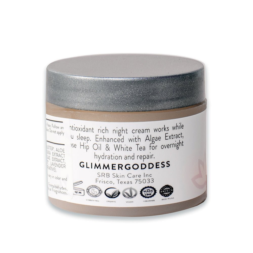 Organic Skin Renewal Night Face Cream - Hydrates & Lifts - Glimmer Goddess® Organic Skin Care