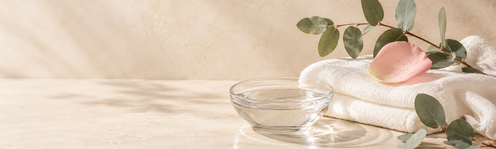 Cotton, clear water and botanicals illustrating skincare scent labels