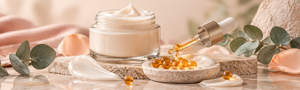 Moisturizer and Vitamin A textures for the sandwich method