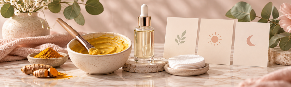 Turmeric mask and kojic acid spot-care routine