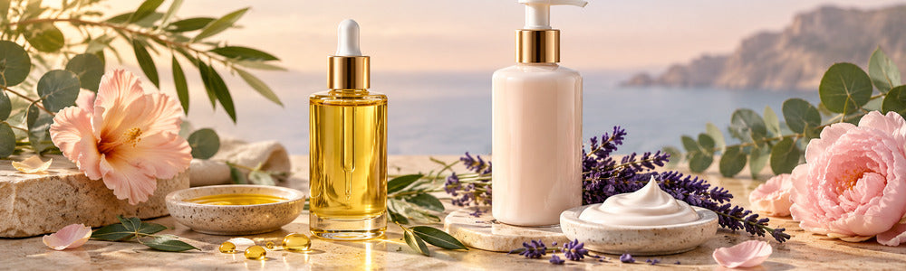 Body oil and lotion textures in a balanced comparison
