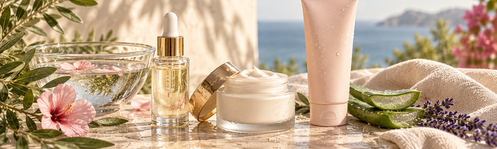 Lightweight summer skincare with hydration and sunscreen