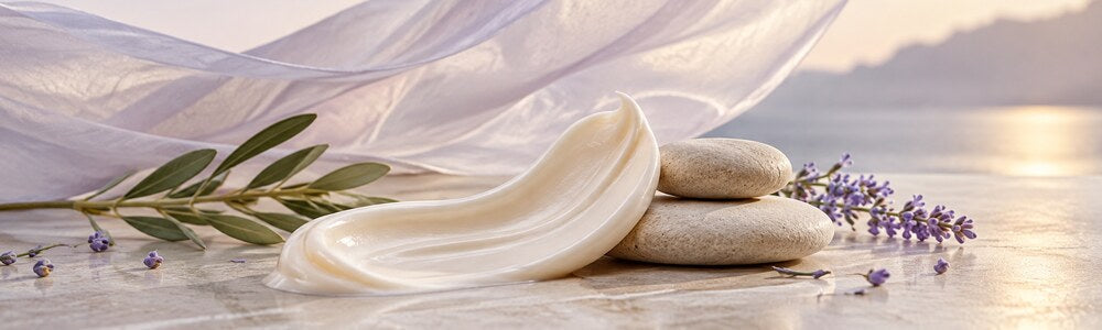 Silky body lotion with smooth stones and lavender