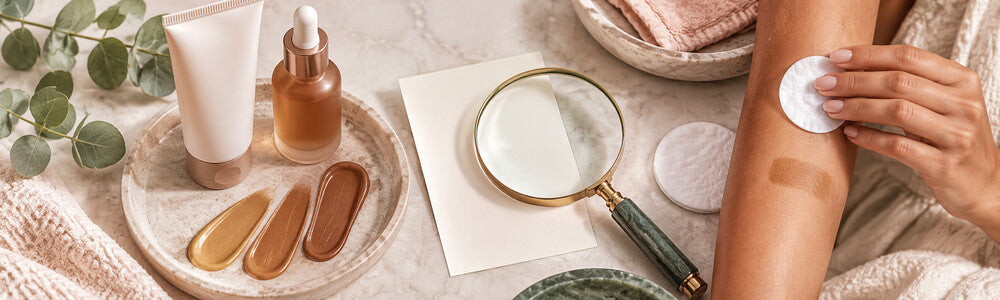 Sunless tanning formulas, swatches, and patch-test essentials