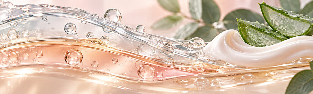 Hydrating layers, aloe, and moisturizer representing skin barrier support