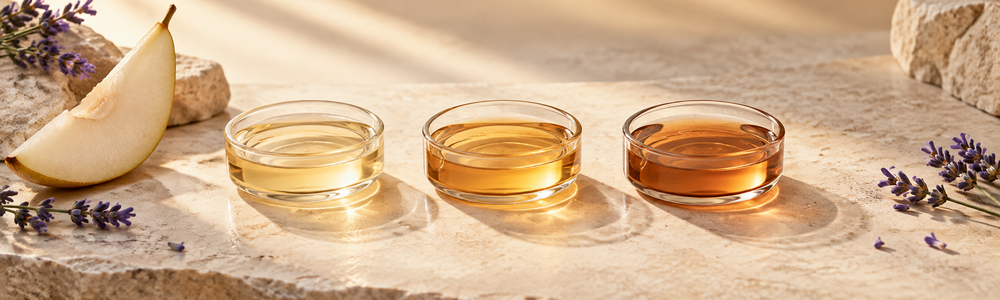 Three gradually deepening golden erythrulose-inspired textures