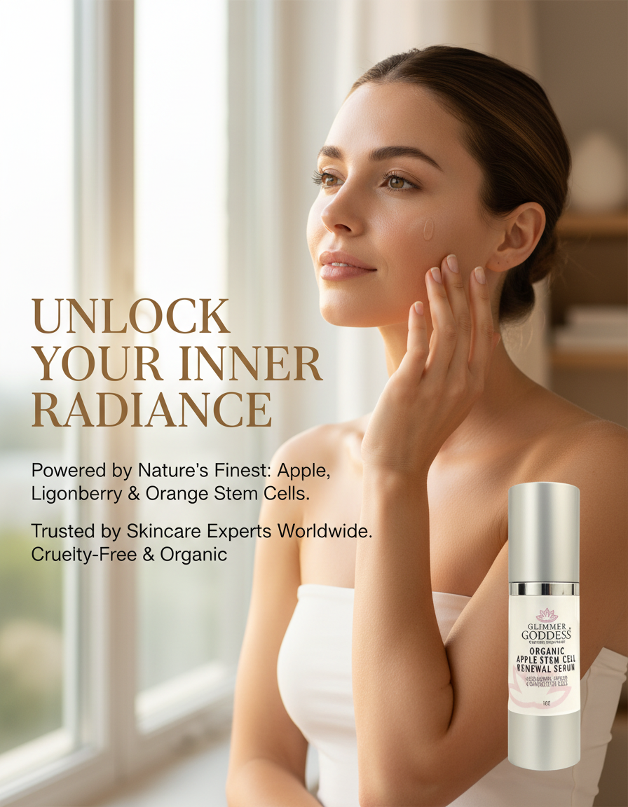 Organic Apple Stem Cell Anti-Aging Serum – 4 Plant Stem Cells (Apple, Lingonberry, Orchid, Orange) for Wrinkles & Firmness – 1 oz