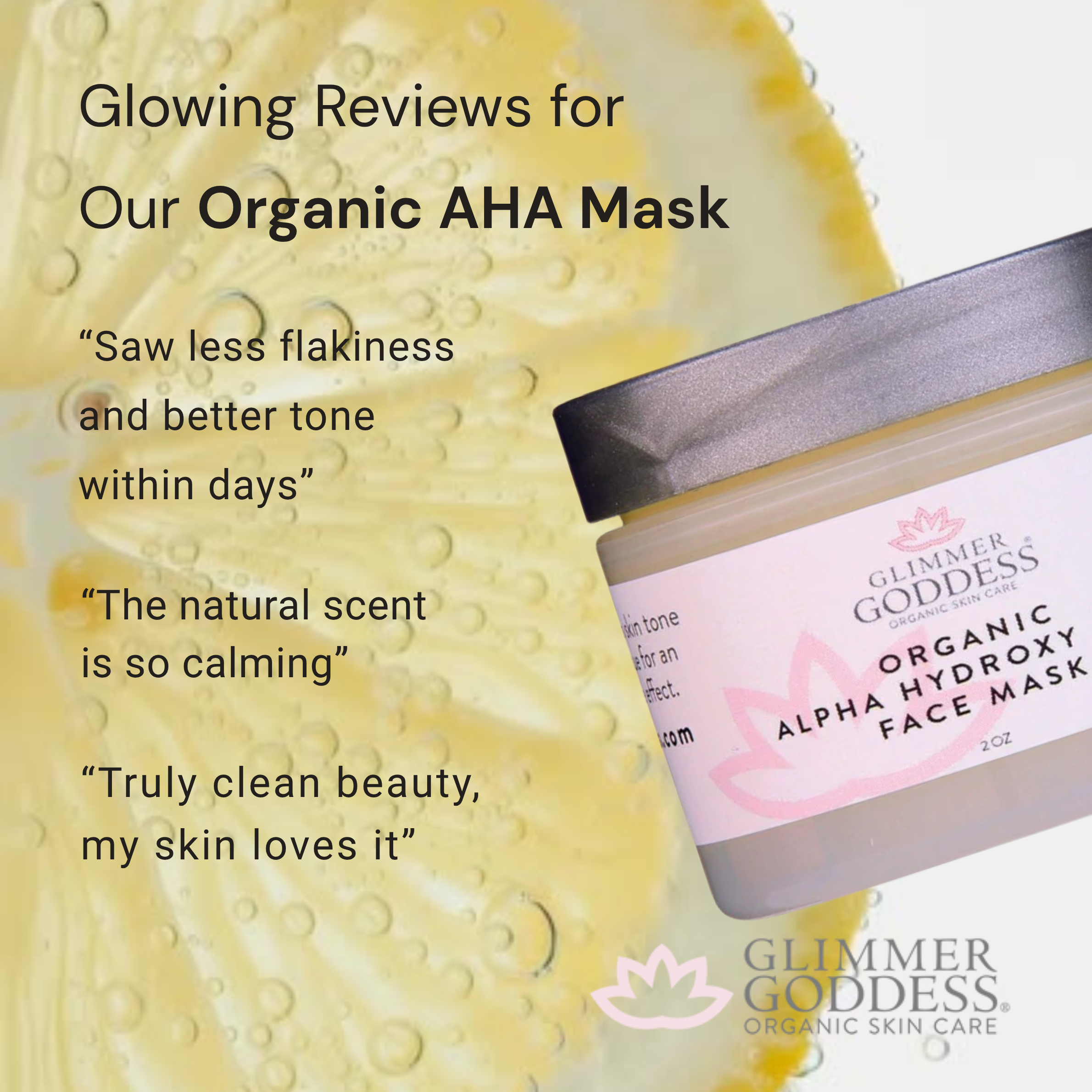 Organic Alpha Hydroxy Acid Face Mask – AHA Renewing Mask for Exfoliation, Glow & Anti-Aging