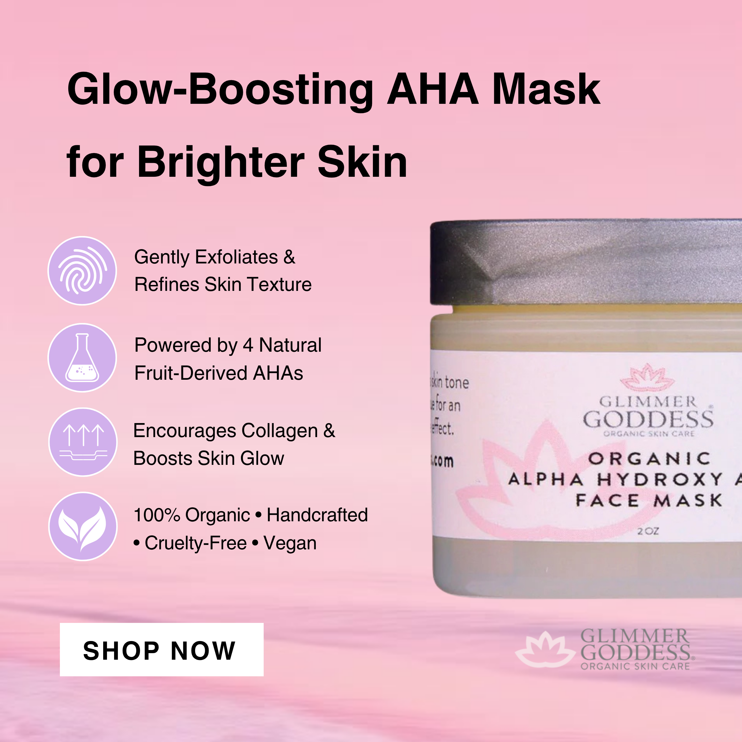 Organic Alpha Hydroxy Acid Face Mask – AHA Renewing Mask for Exfoliation, Glow & Anti-Aging