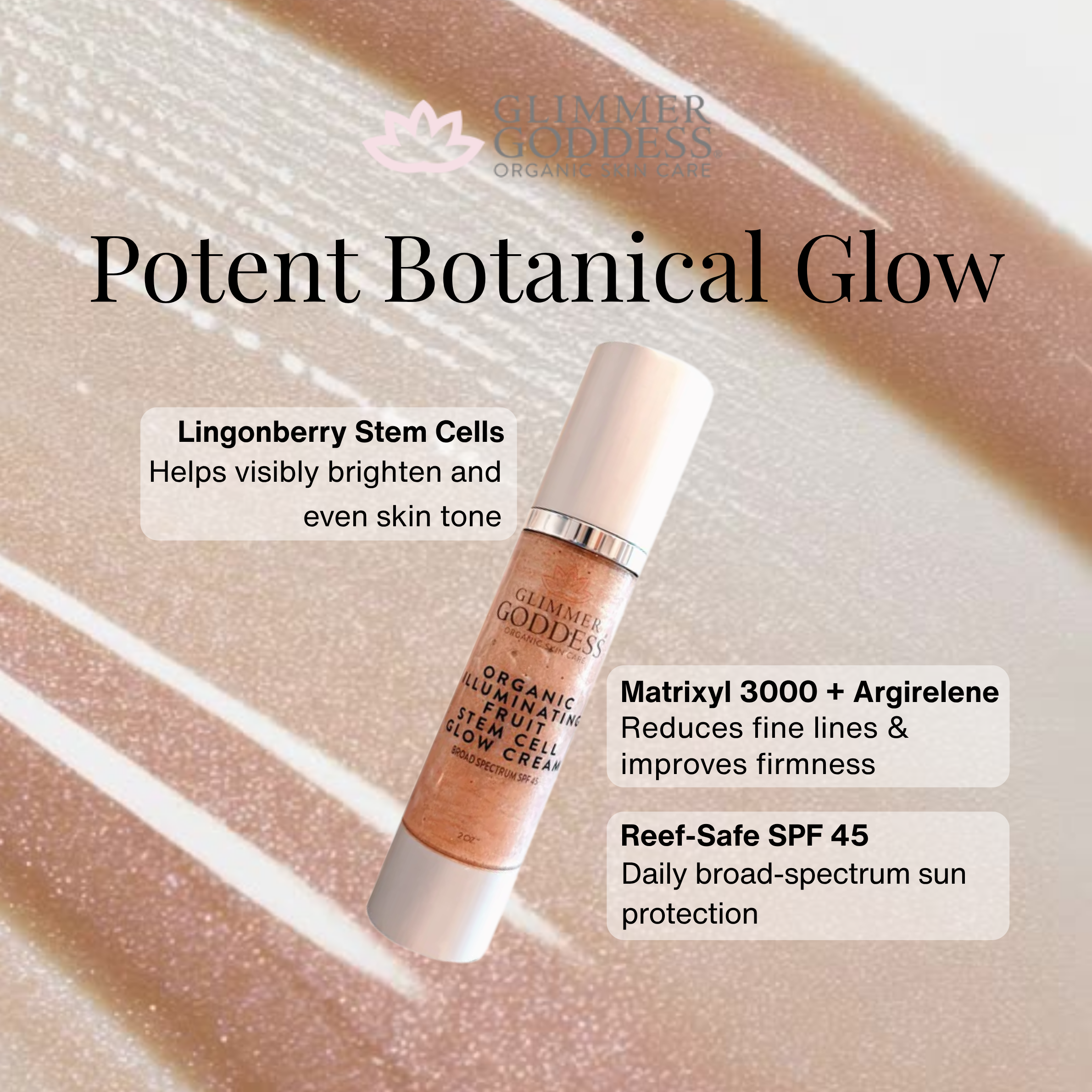 Organic CC Cream with SPF 45 – Illuminating Fruit Stem Cell Glow Cream with Reef-Safe Sunscreen