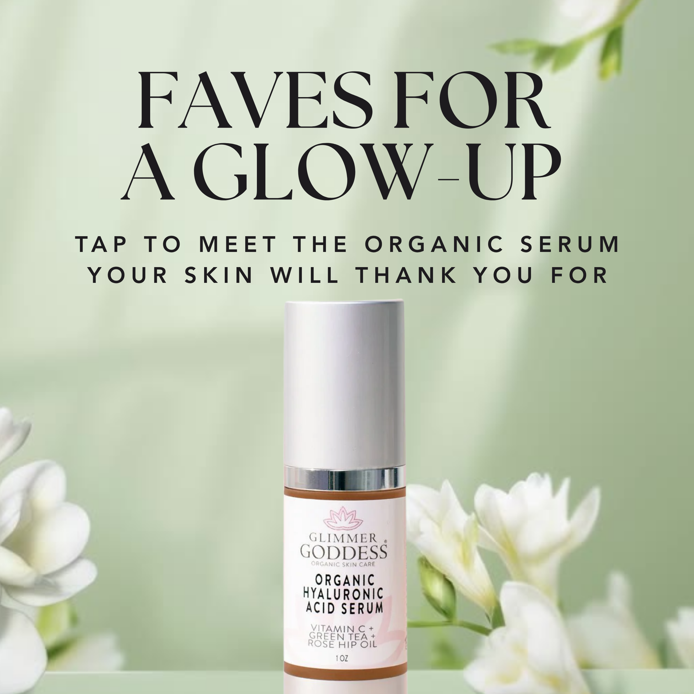 Organic Hyaluronic Acid Serum – Plumping Face Serum with Vitamin C for Hydration & Anti-Aging