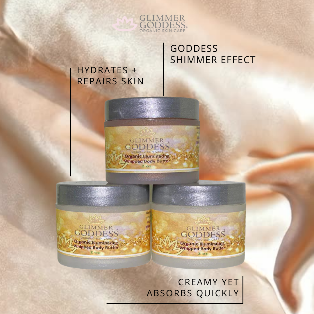 Organic Shimmering Body Butter Trio – 3 x 2 oz Travel Set in Bronze, Gold, Diamond & Rose Gold