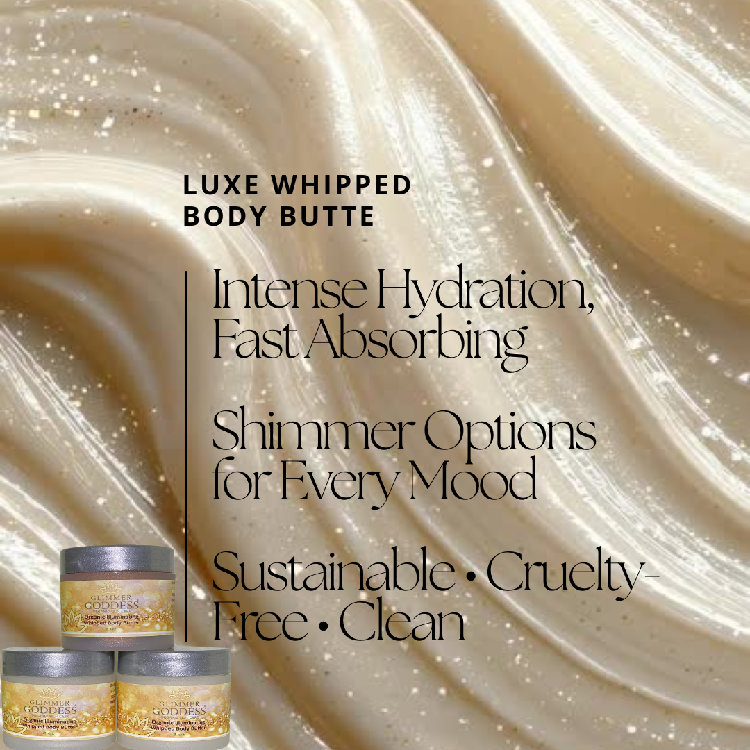 Organic Shimmering Body Butter Trio – 3 x 2 oz Travel Set in Bronze, Gold, Diamond & Rose Gold