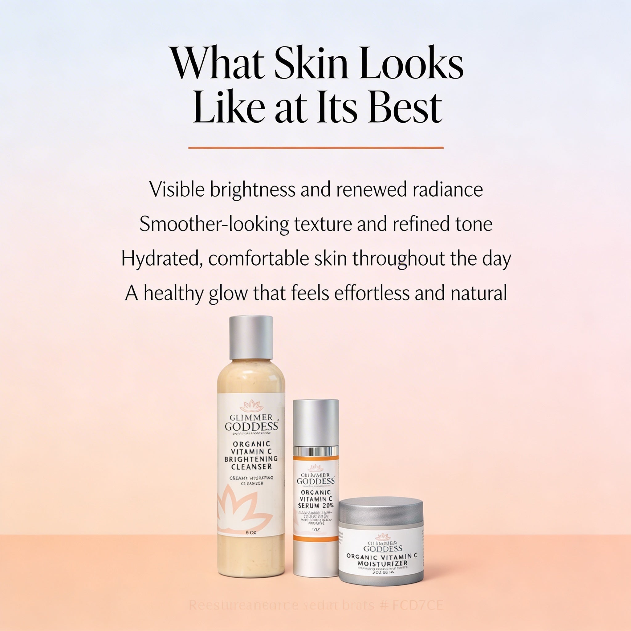 Brand authority statement describing the formulation philosophy behind the Glimmer Goddess Morning Glow Routine.