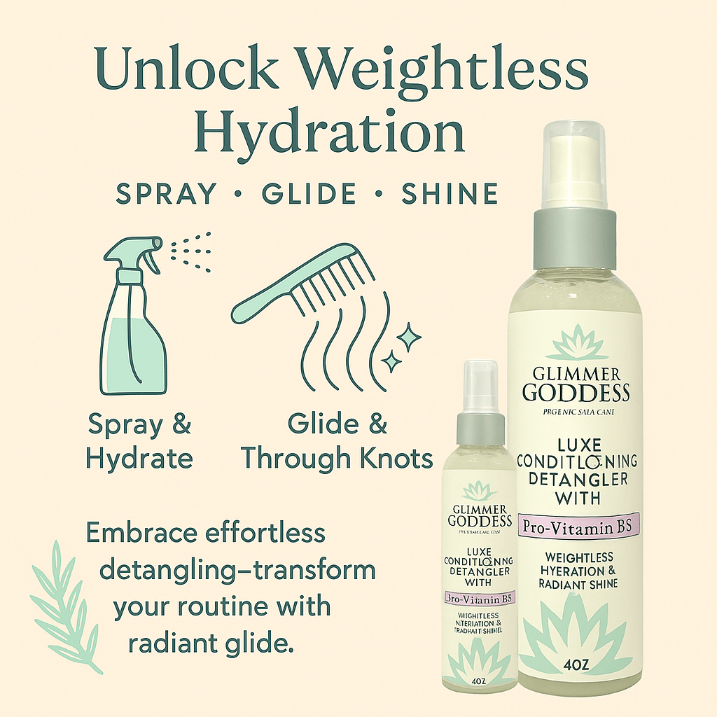 Luxe Conditioning Detangler with Pro - Vitamin B5 – Weightless Hydration & Radiant Shine - Glimmer Goddess® Organic Skin Care