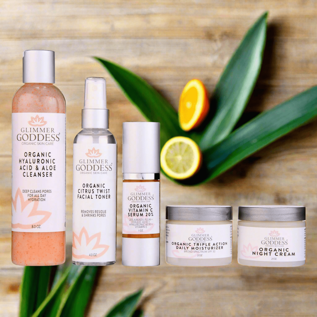 Organic Anti - Wrinkle Solution 5 PC Kit - Glimmer Goddess® Organic Skin Care